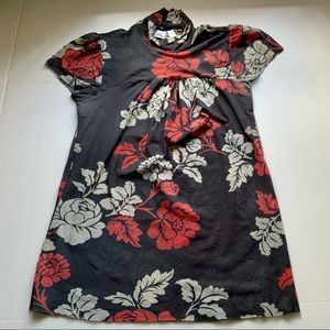 Pō Cap Sleeve Top, Turtleneck, Light Weight, Floral Print, Boho Casual, Size L